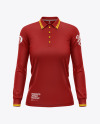 Women&#039;s Long Sleeve Polo Shirt Mockup