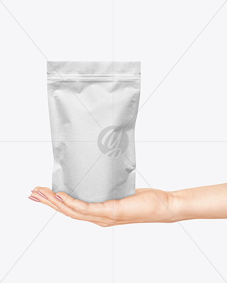 Kraft Paper Stand-up Pouch in a Hand Mockup