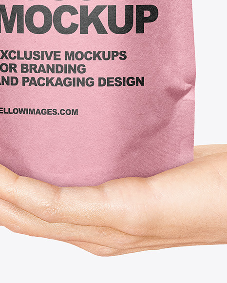 Kraft Paper Stand-up Pouch in a Hand Mockup