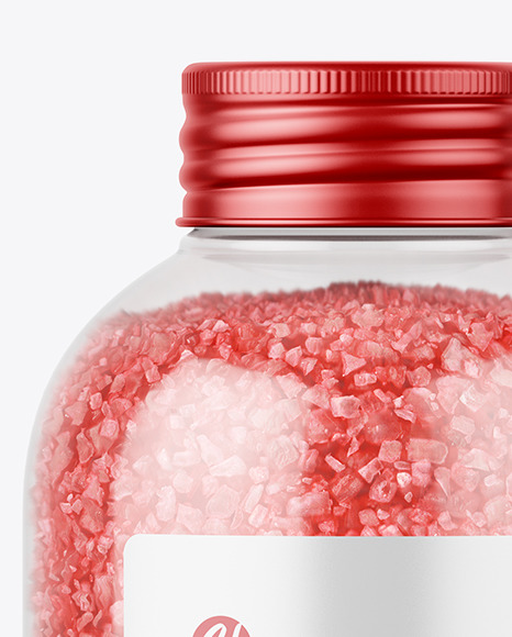 Red Bath Salt in Jar Mockup