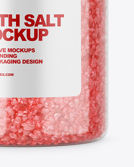 Red Bath Salt in Jar Mockup