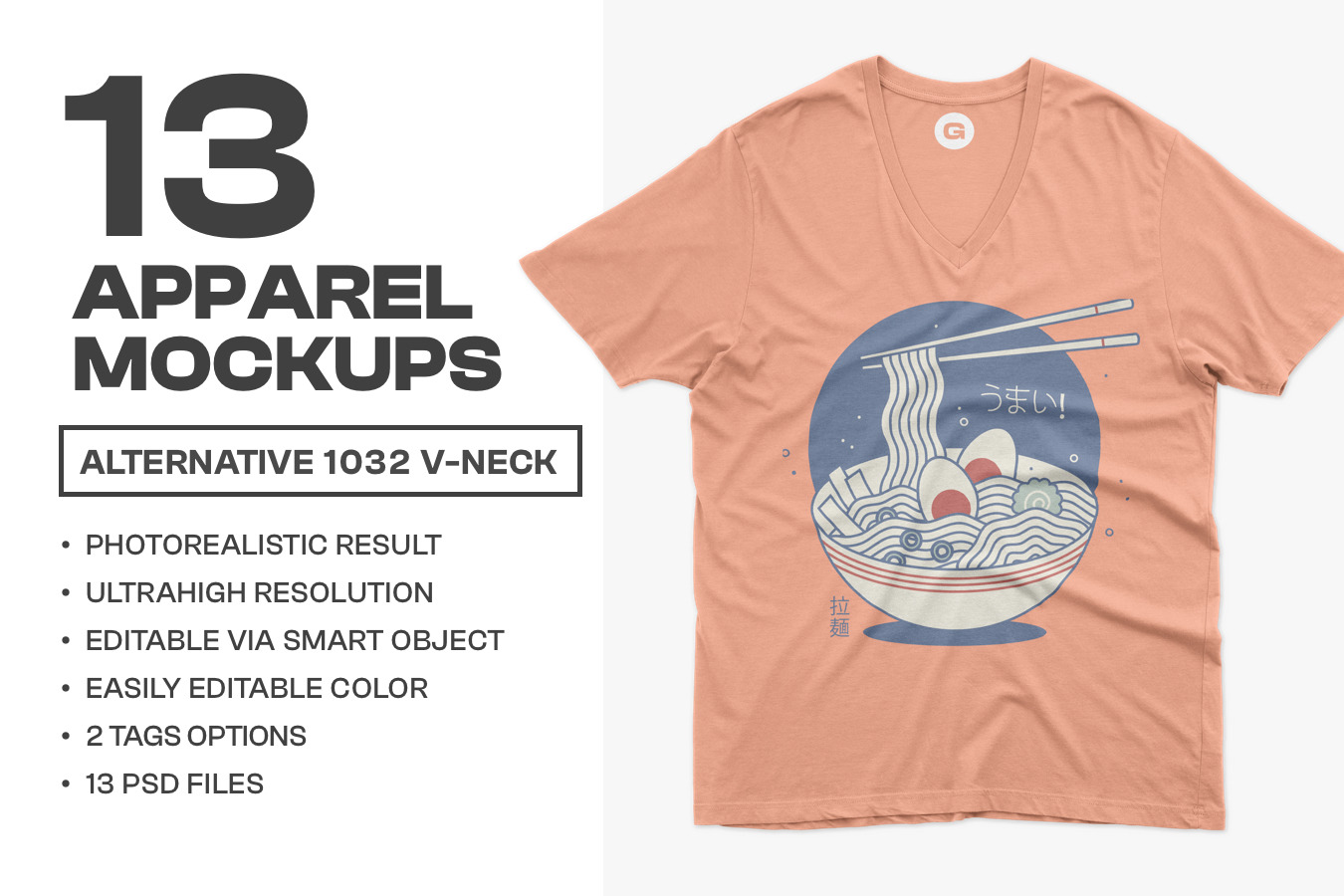 Alternative 1032 V-Neck Mockups