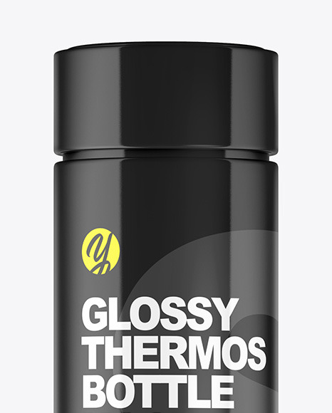 Glossy Thermos Bottle Mockup