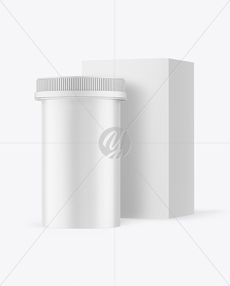 Matte Plastic Medicines Jar with Box Mockup