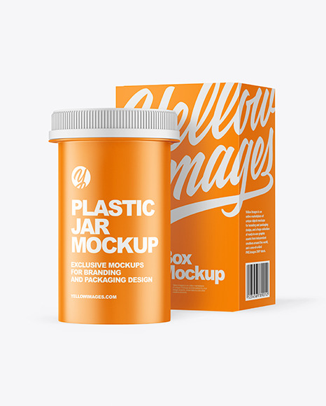 Matte Plastic Medicines Jar with Box Mockup