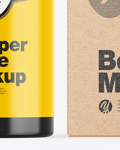 Glossy Dropper Bottle w/ Kraft Box Mockup