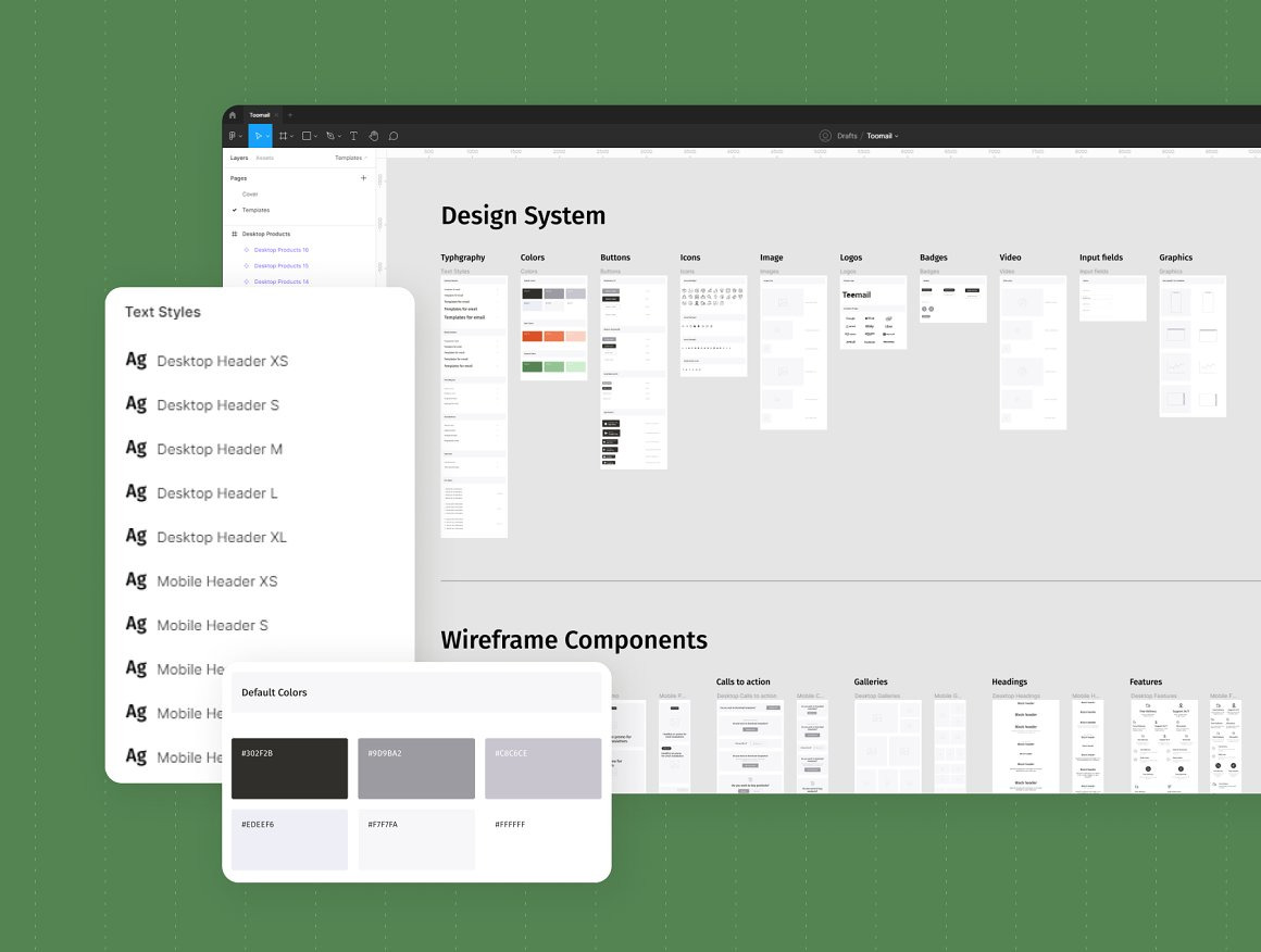 Toomail - Email Newsletter Wireframe