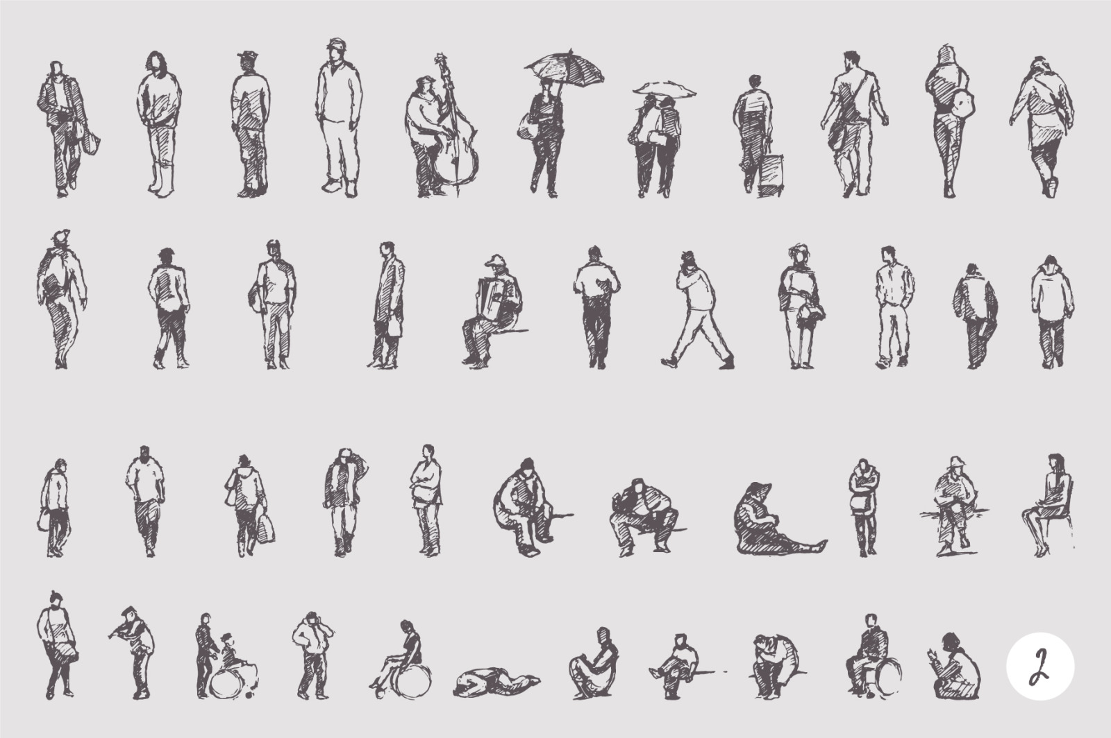 Big collection of sketches of people