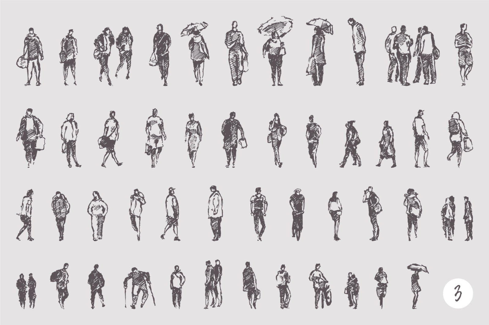 Big collection of sketches of people