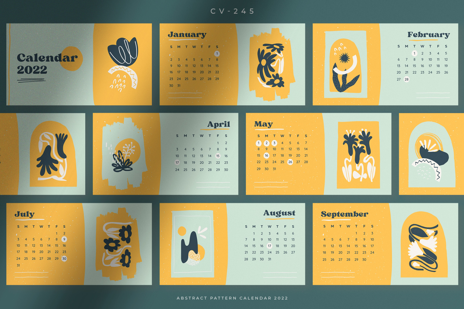 Yellowish Abstract Pattern Calendar 2022