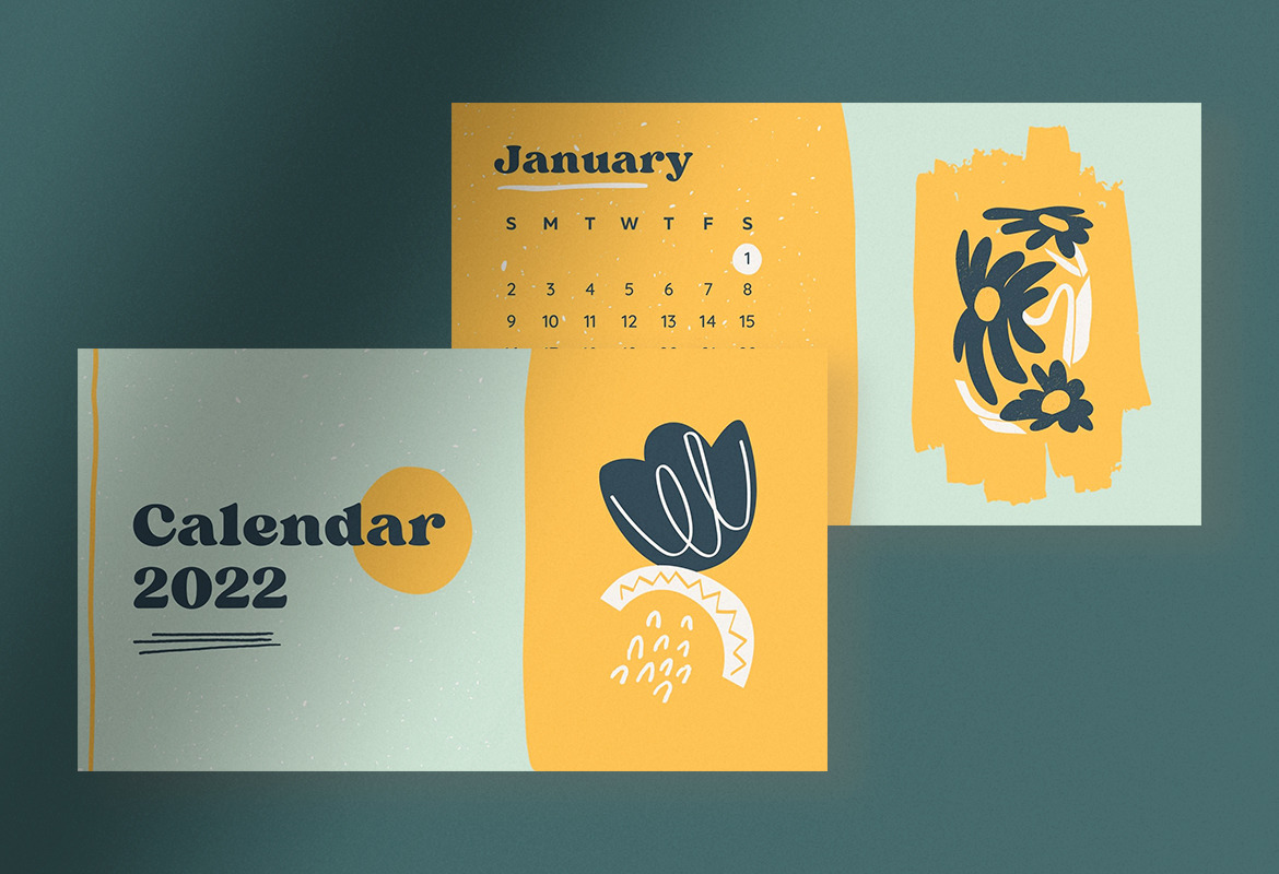 Yellowish Abstract Pattern Calendar 2022