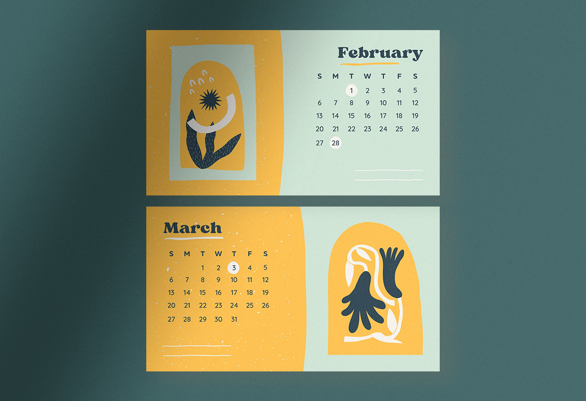 Yellowish Abstract Pattern Calendar 2022