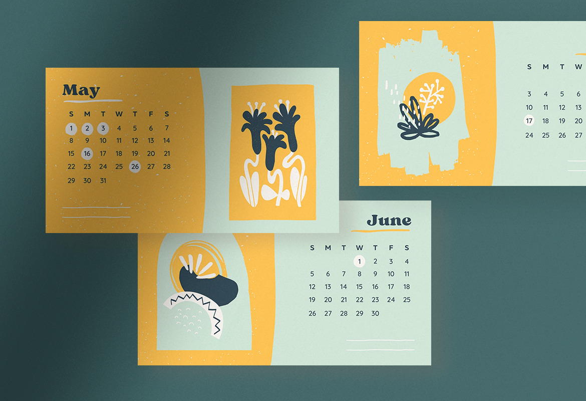 Yellowish Abstract Pattern Calendar 2022