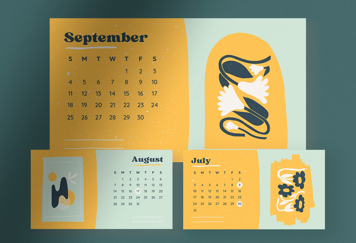 Yellowish Abstract Pattern Calendar 2022