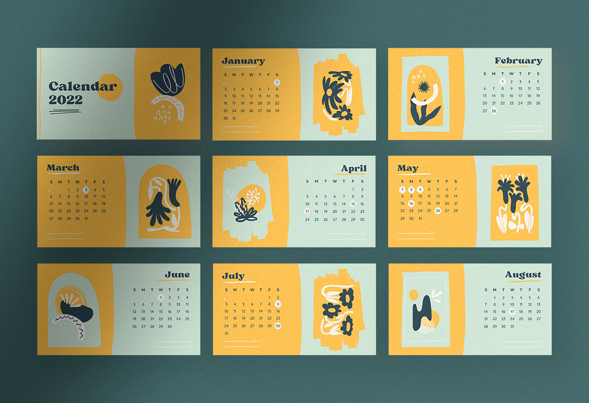 Yellowish Abstract Pattern Calendar 2022