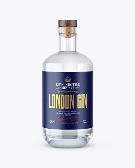 Dry Gin Bottle with Wooden Cap Mockup