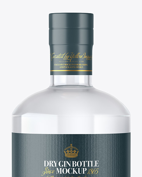 Dry Gin Bottle with Wooden Cap Mockup