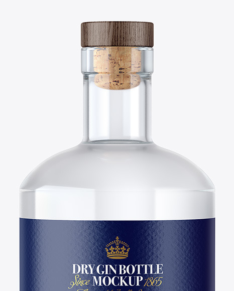 Dry Gin Bottle with Wooden Cap Mockup