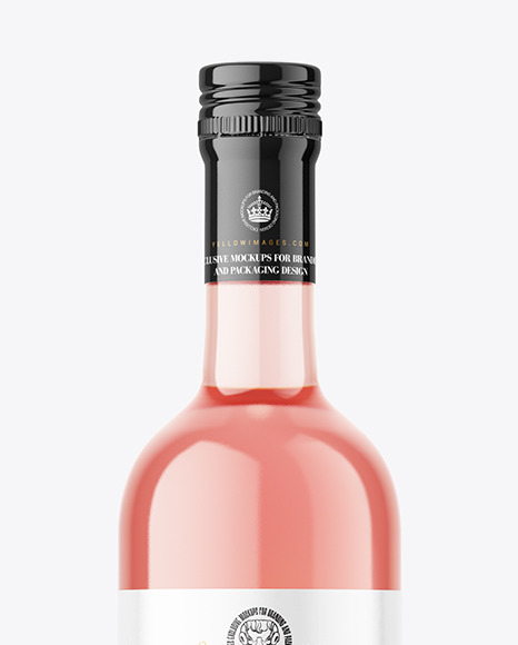 Clear Glass Pink Wine Bottle Mockup