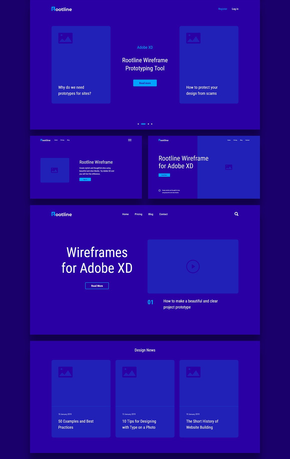 Rootline Wireframe UI Kit Rootline Wireframe UI Kit