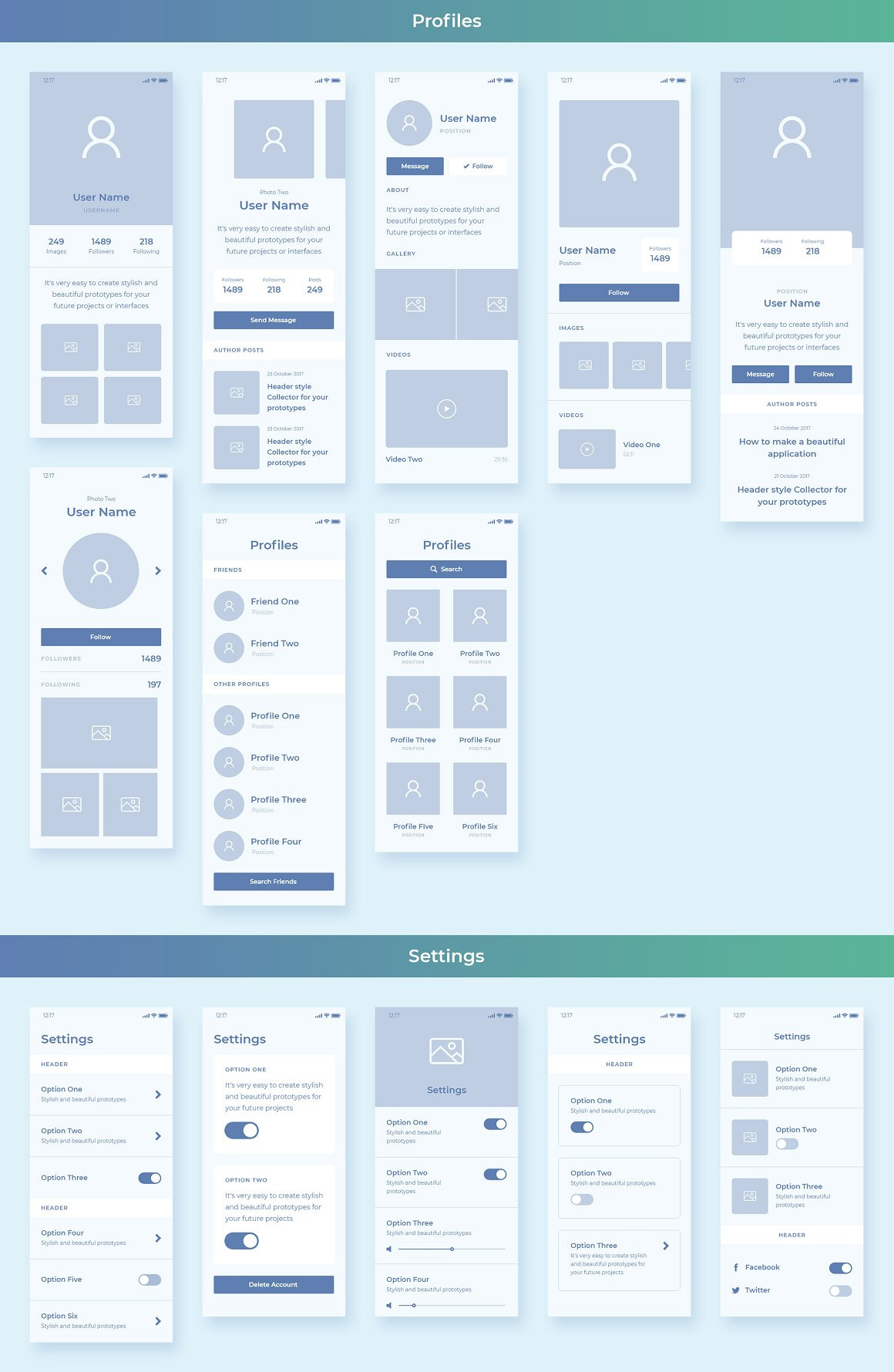 Collector iOS Wireframe UI Kit