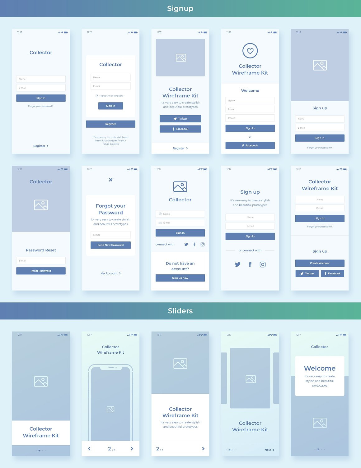 Collector iOS Wireframe UI Kit