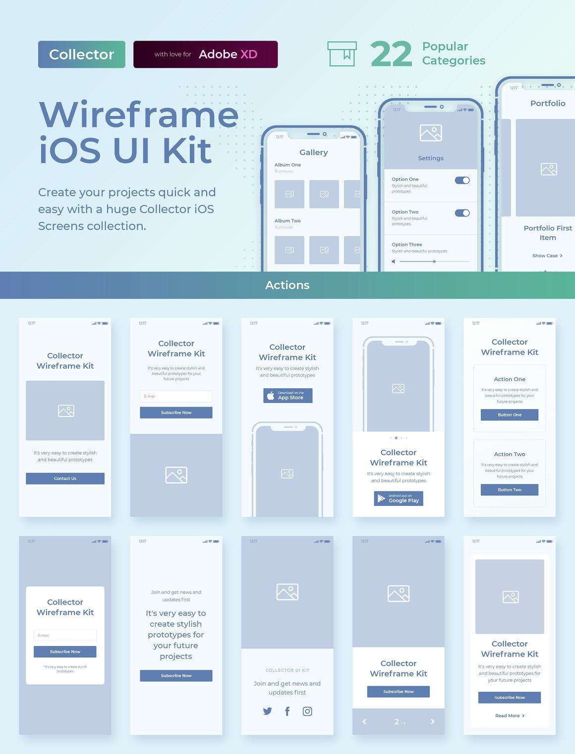 Collector iOS Wireframe UI Kit