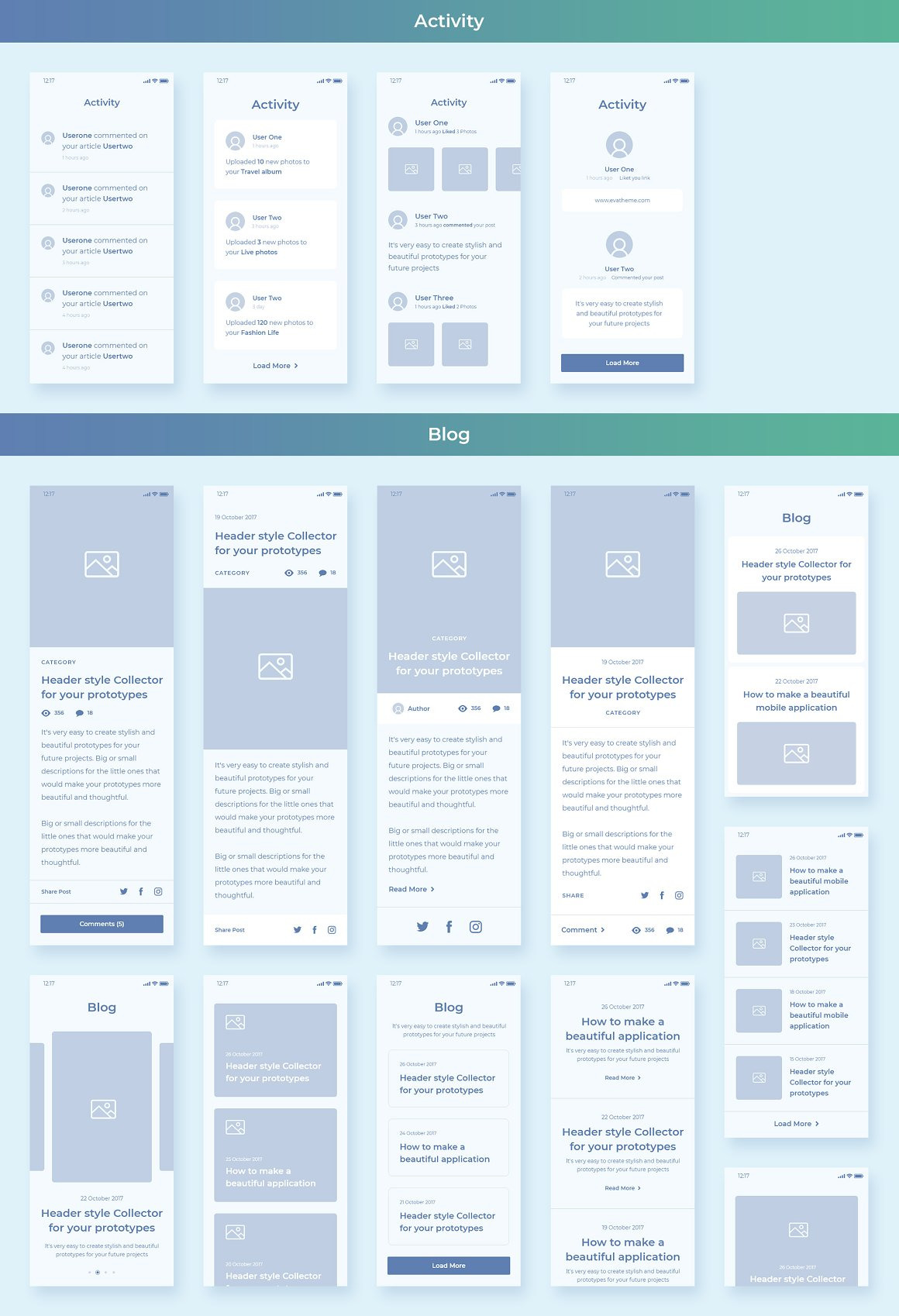 Collector iOS Wireframe UI Kit