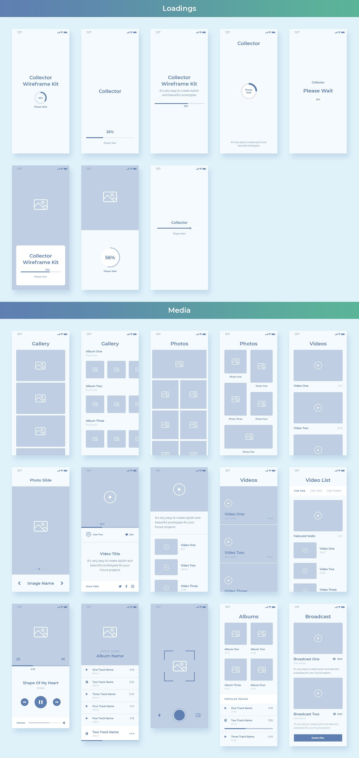 Collector iOS Wireframe UI Kit