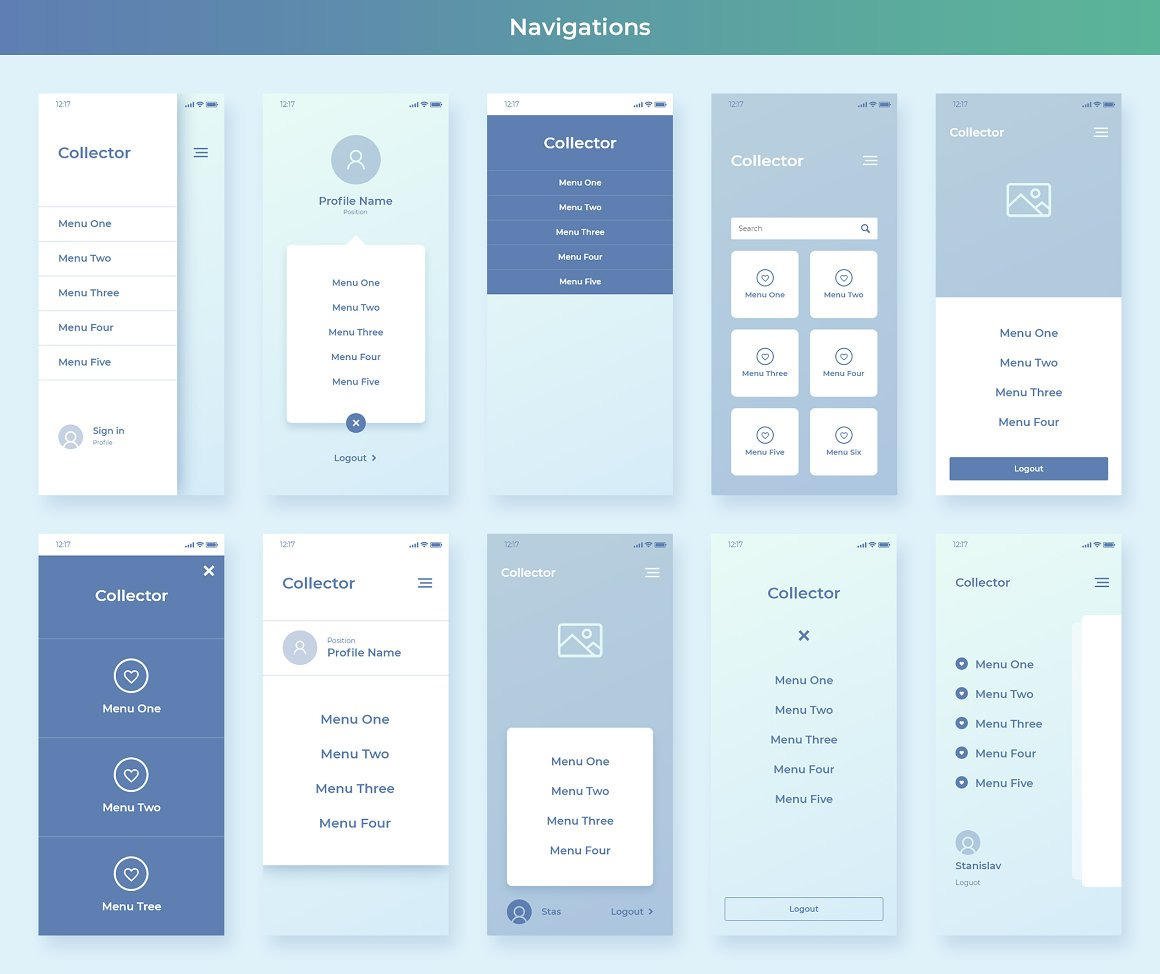 Collector iOS Wireframe UI Kit