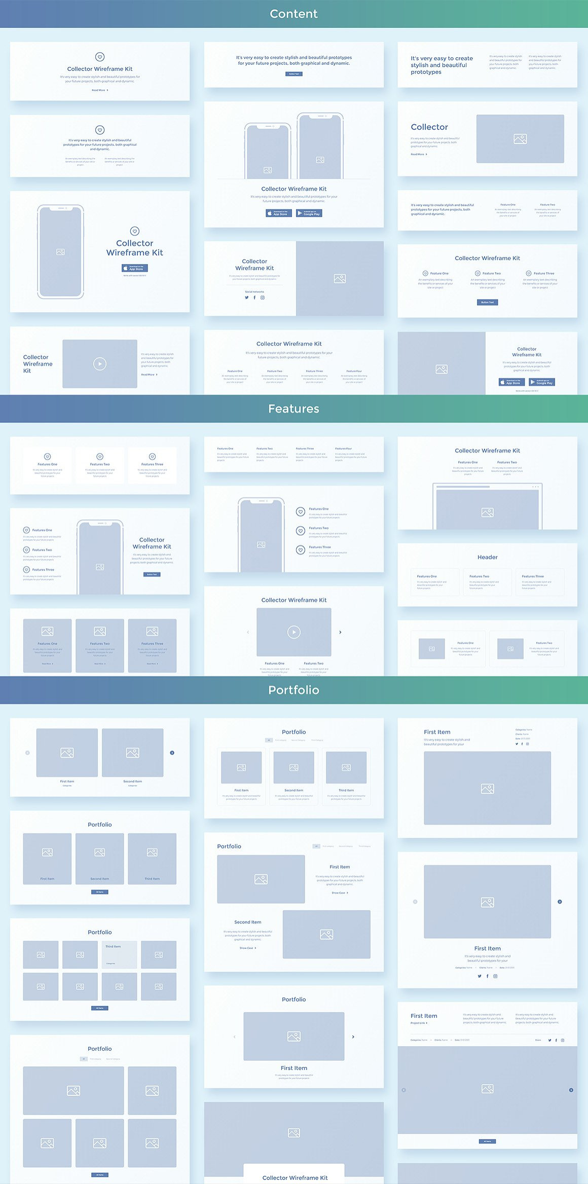 Collector Wireframe Web Kit Collector Wireframe Web Kit