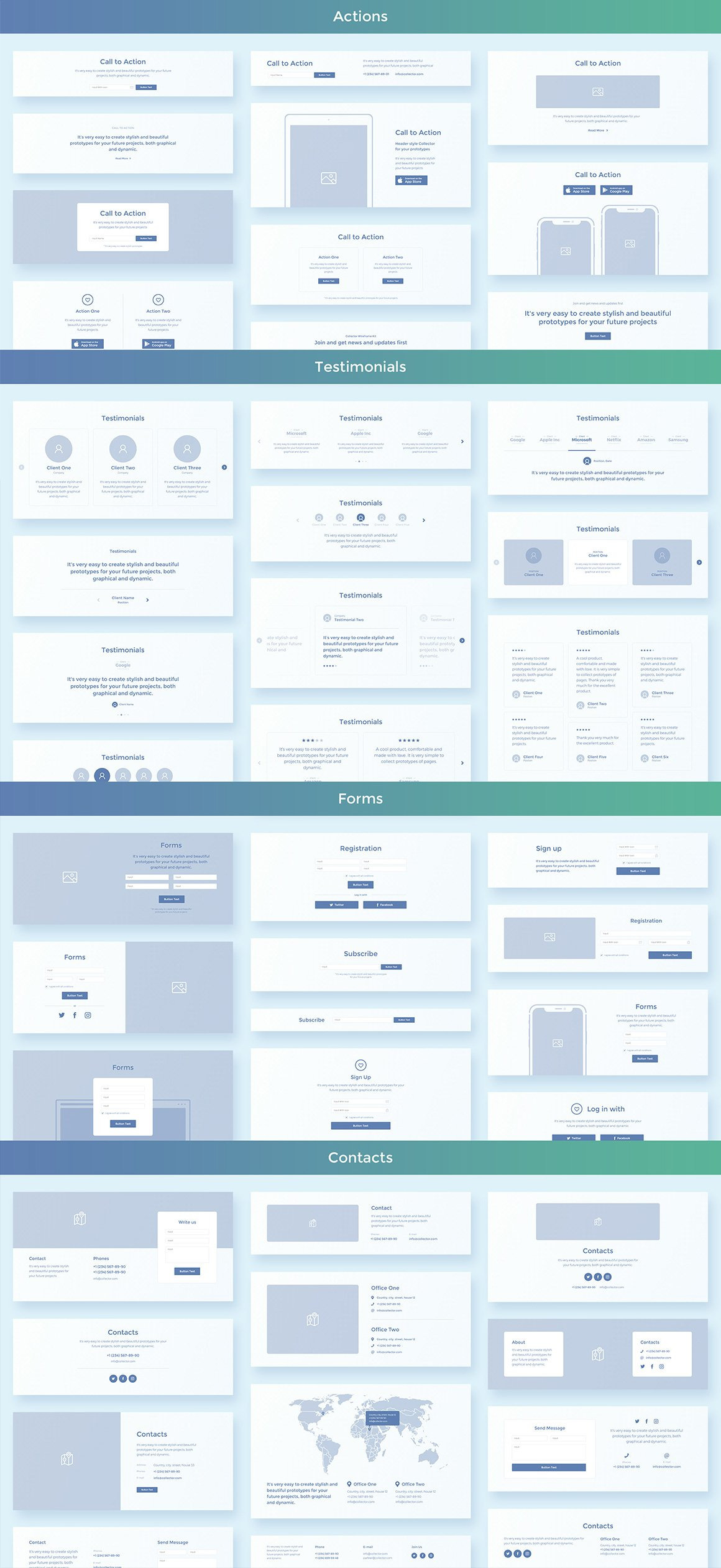 Collector Wireframe Web Kit