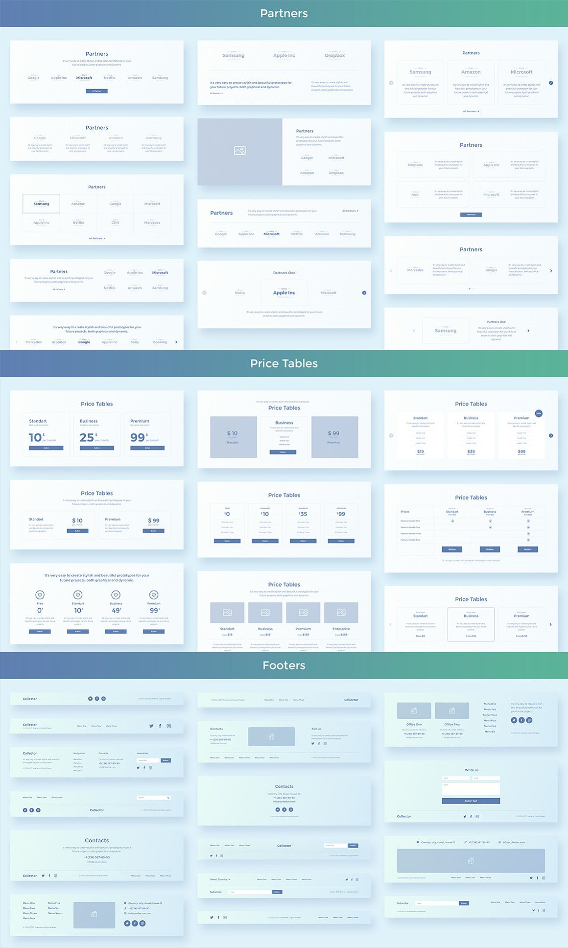 Collector Wireframe Web Kit