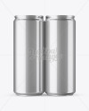 4 Metallic Aluminium Cans Mockup - Front View