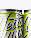 4 Metallic Aluminium Cans Mockup - Front View