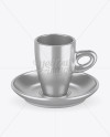 Metallic Cup and Saucer Mockup (High-Angle Shot)