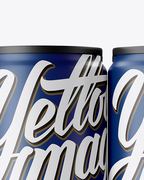 4 Matte Aluminium Cans Mockup - Front View