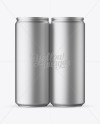 4 Matte Metallic Aluminium Cans Mockup - Front View