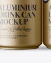 4 Matte Metallic Aluminium Cans Mockup - Front View