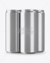 4 Metallic Aluminium Cans Mockup - Half Side View