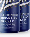 4 Matte Aluminium Cans Mockup - Half Side View