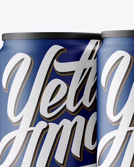 4 Matte Aluminium Cans Mockup - Half Side View