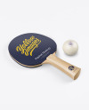 Glossy Ping Pong Paddle W/ Ball - Halfside View