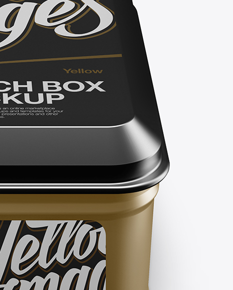 Metallic Square Lunch Box Mockup (High Angle Shot)