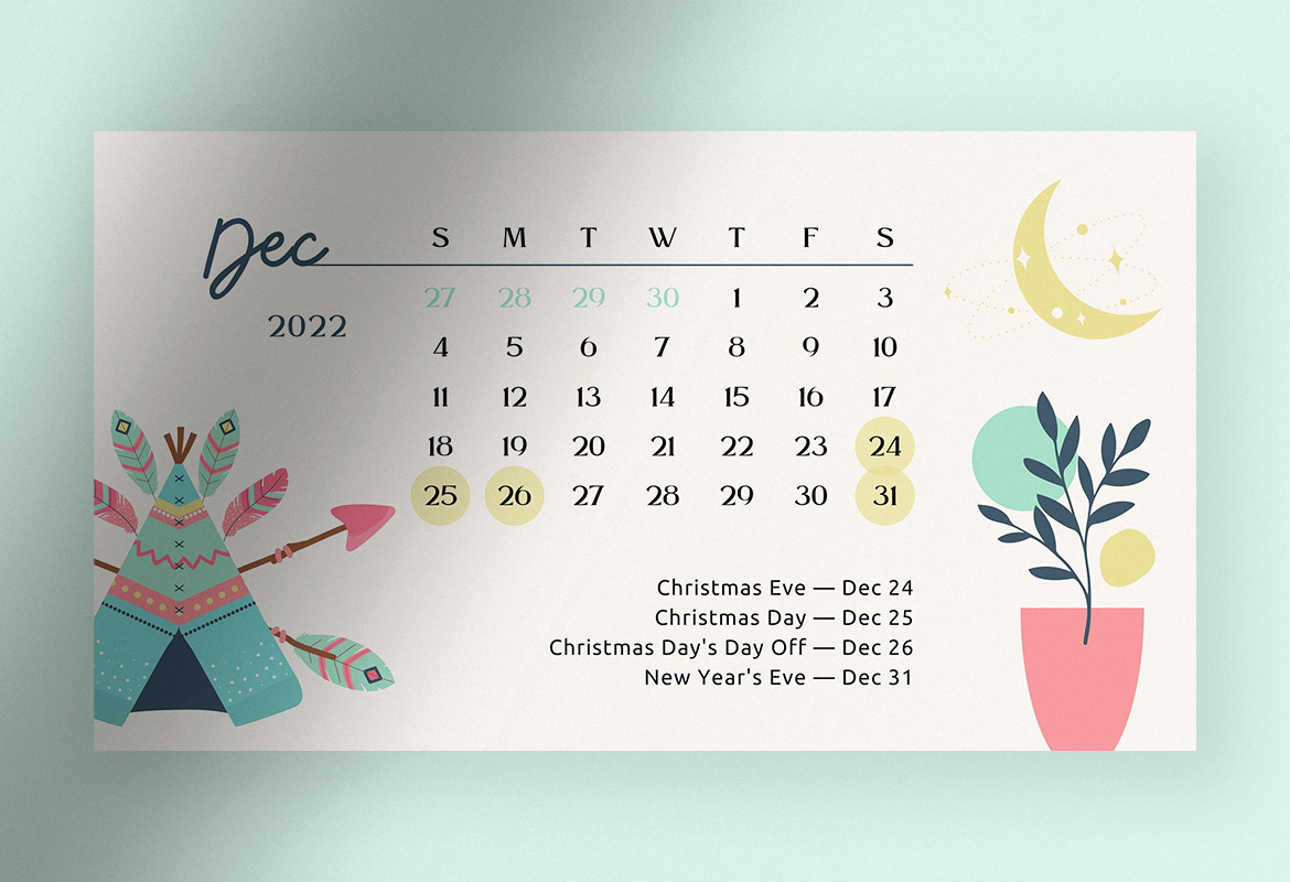 Nature Festival Pastel Boho Celestial Calendar 2022