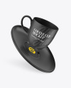 Ceramic Coffee Cup &amp; Saucer w/ Splash Mockup