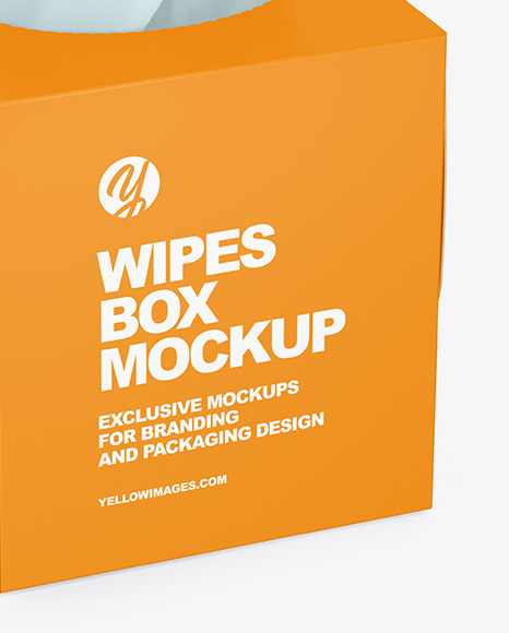 Paper Box w/ Wipes Mockup