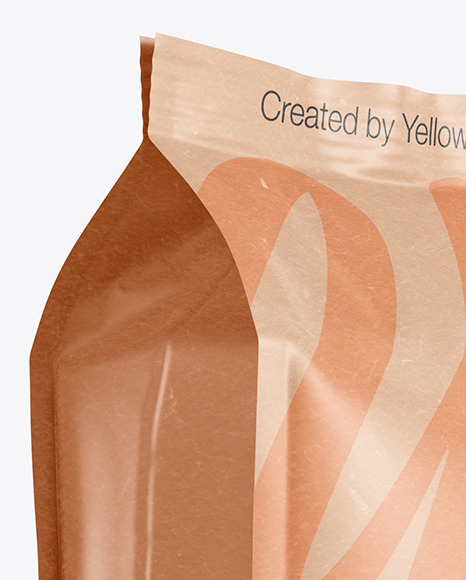 Kraft Coffee Bag Mockup - Halfside View