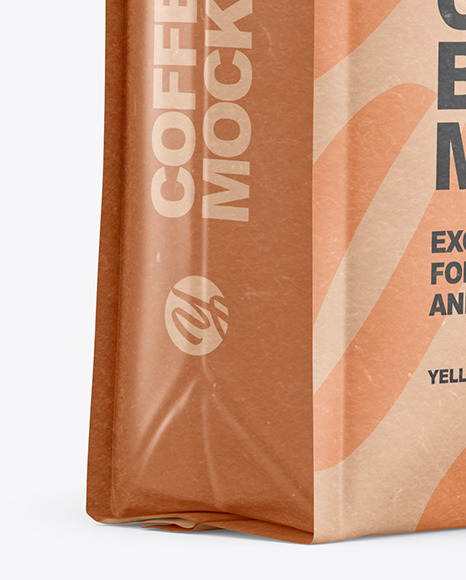 Kraft Coffee Bag Mockup - Halfside View