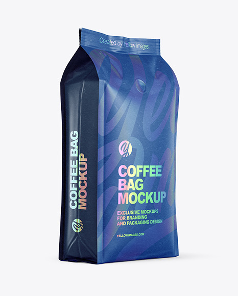 Kraft Coffee Bag Mockup - Halfside View